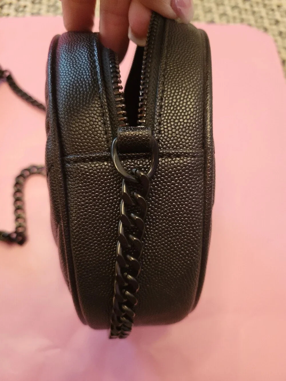 Black Quilted Round Crossbody Bag